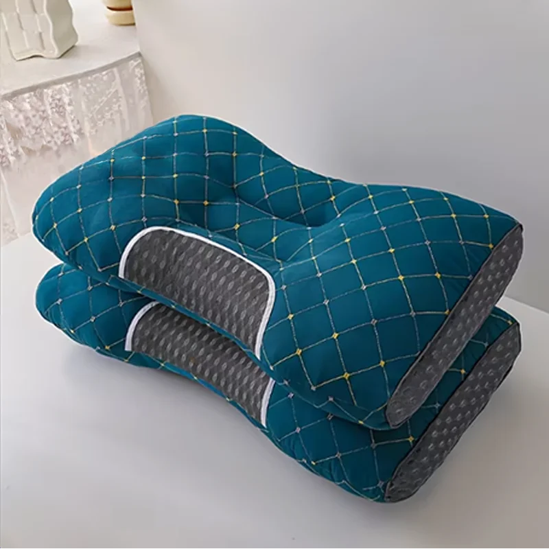 2-Piece Ergonomic Contour Massage Bed Pillows, 48 x 74 cm – Dark Green 2pcs