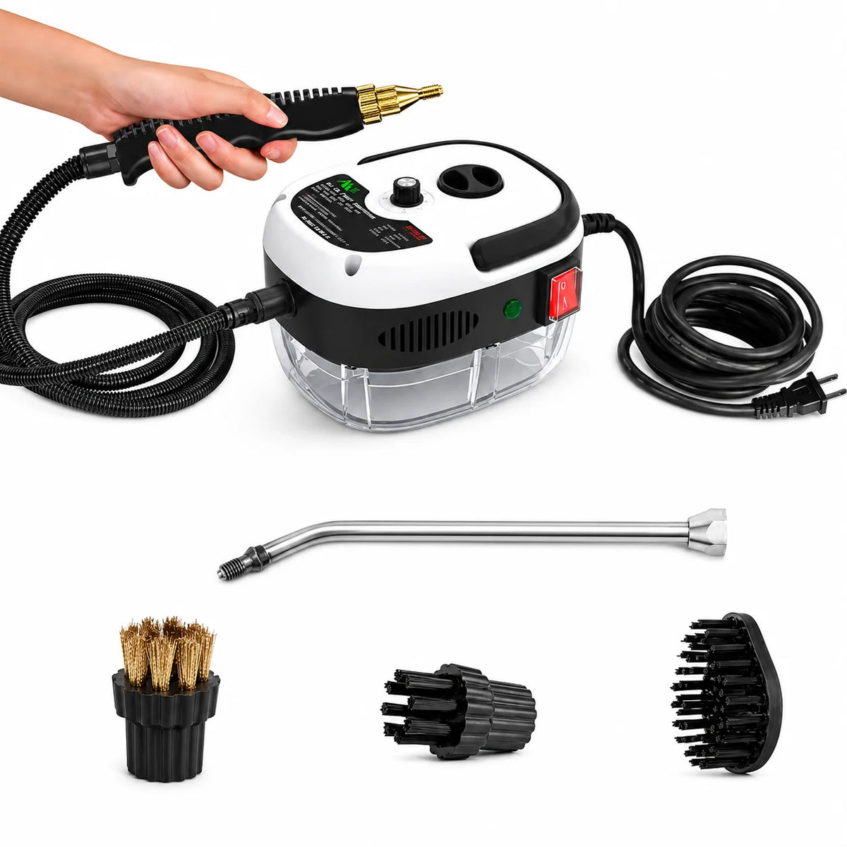 Portable High-Pressure Steam Cleaner with 6-Speed Settings – White