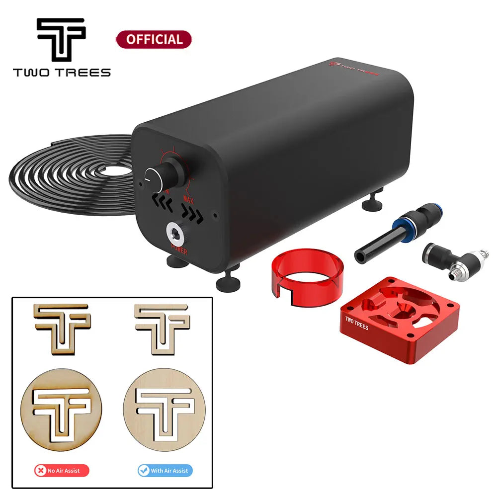 Air assist pump kit for laser engravers with tubes and connector components