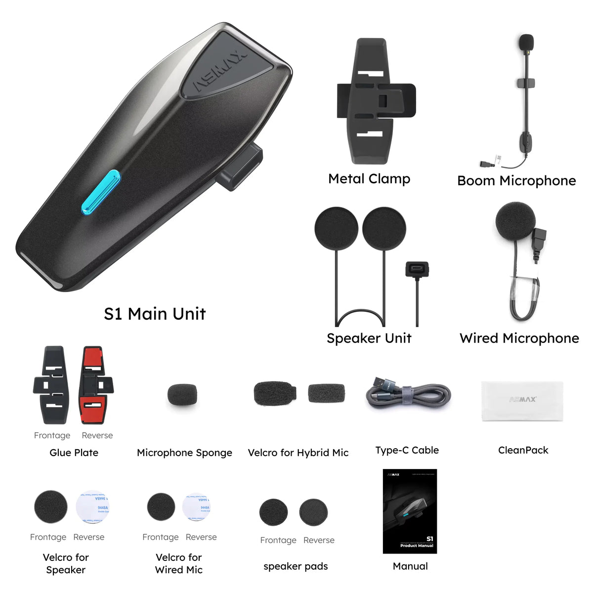 Asmax S1 Bluetooth Motorcycle Intercom, 3 km Range – 1PC S1