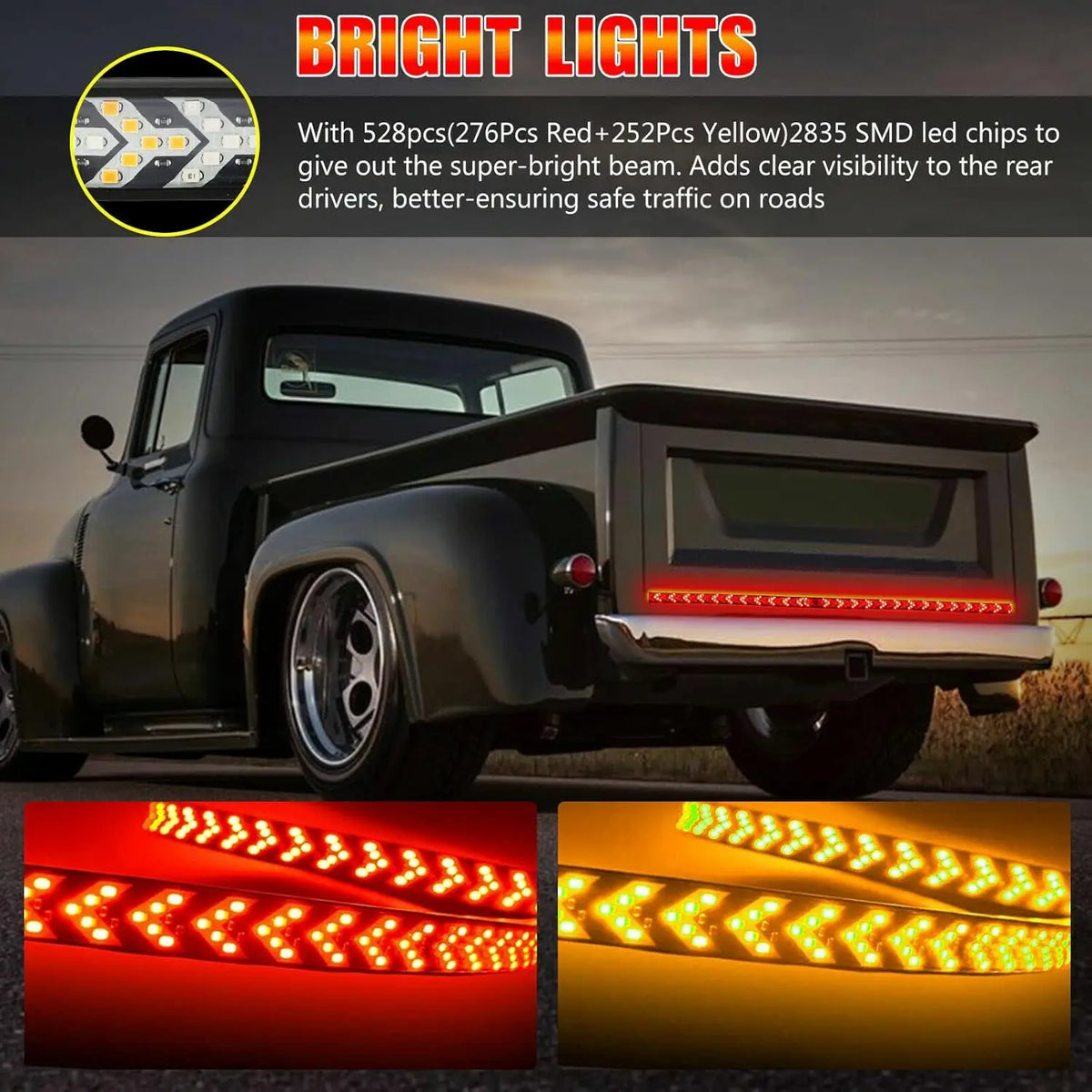 60 inch LED tailgate light strip with 528 SMD LED chips for vehicle rear visibility