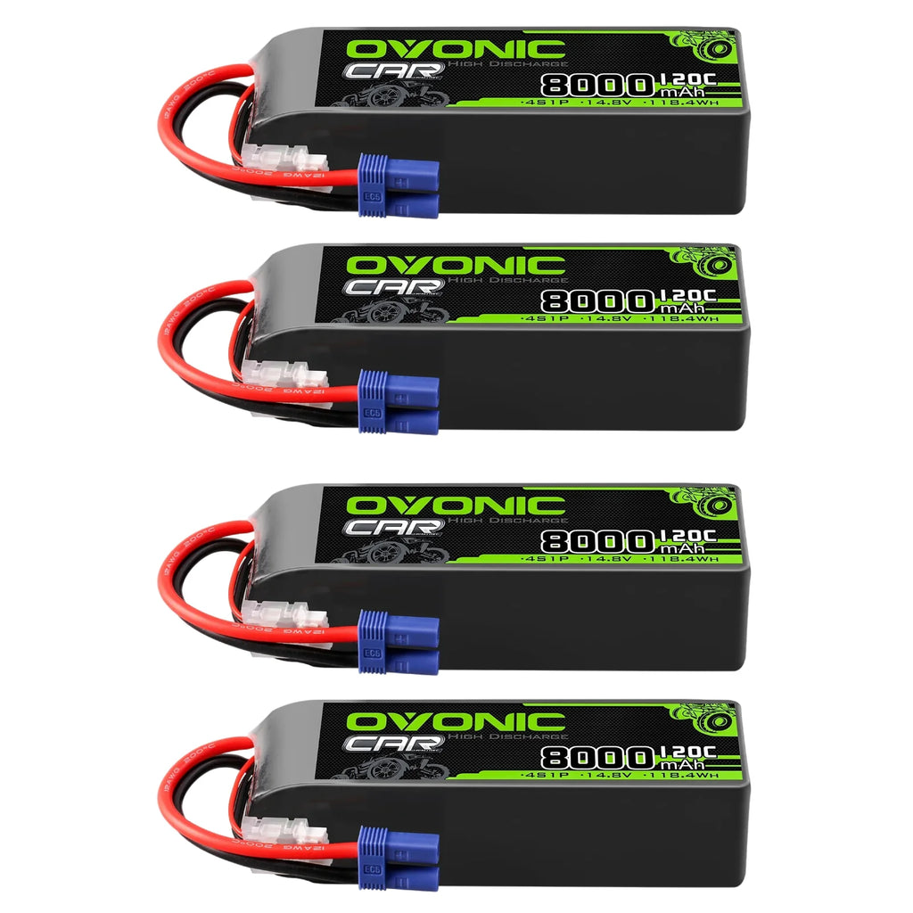 Ovonic 4S LiPo Battery 14.8V 8000mAh 120C with EC5 Plug (4 Pack) – 120C 8000mAh-4 Pack
