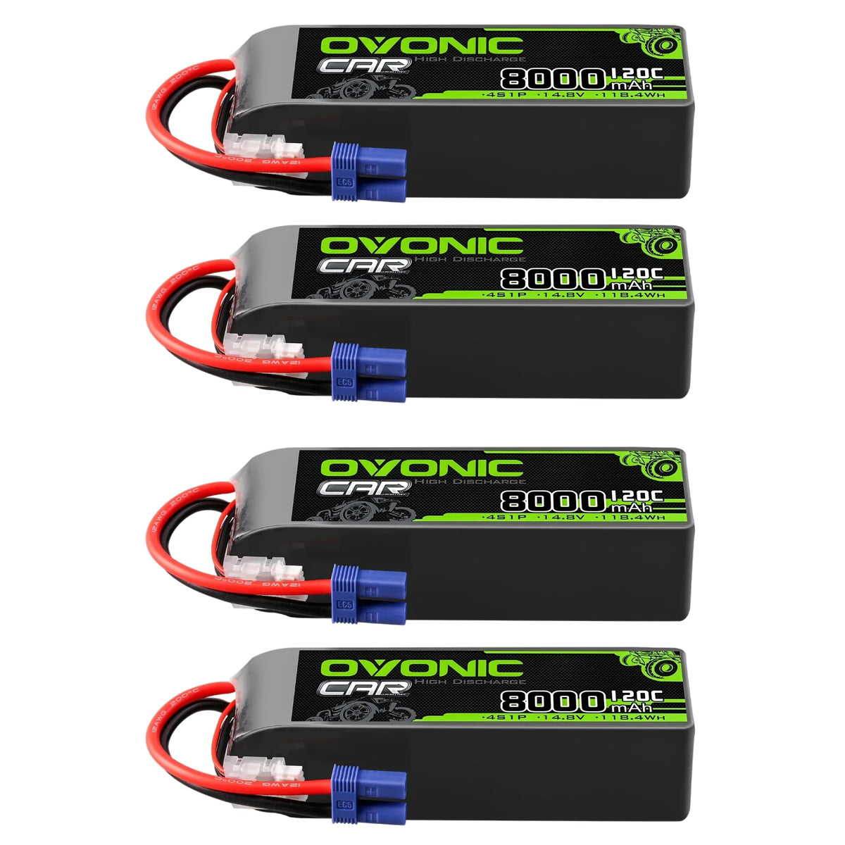 Ovonic 4S LiPo Battery 14.8V 8000mAh 120C with EC5 Plug (4 Pack) – 120C 8000mAh-4 Pack
