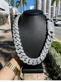 15mm Iced Out Cuban Link Chain Necklace - Stainless Steel CZ Jewelry – Silvery