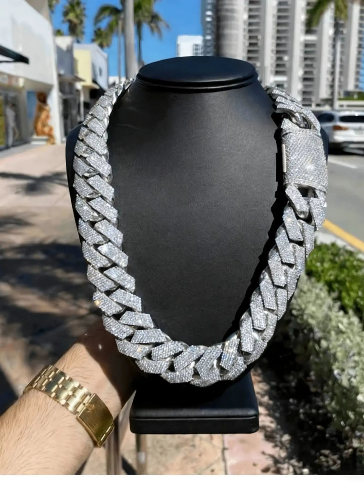 15mm Iced Out Cuban Link Chain Necklace - Stainless Steel CZ Jewelry – Silvery