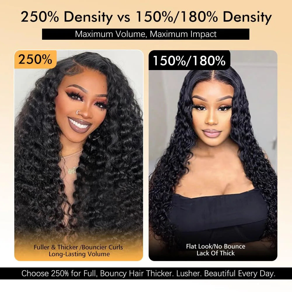 Comparison of curly hair wigs with different hair densities