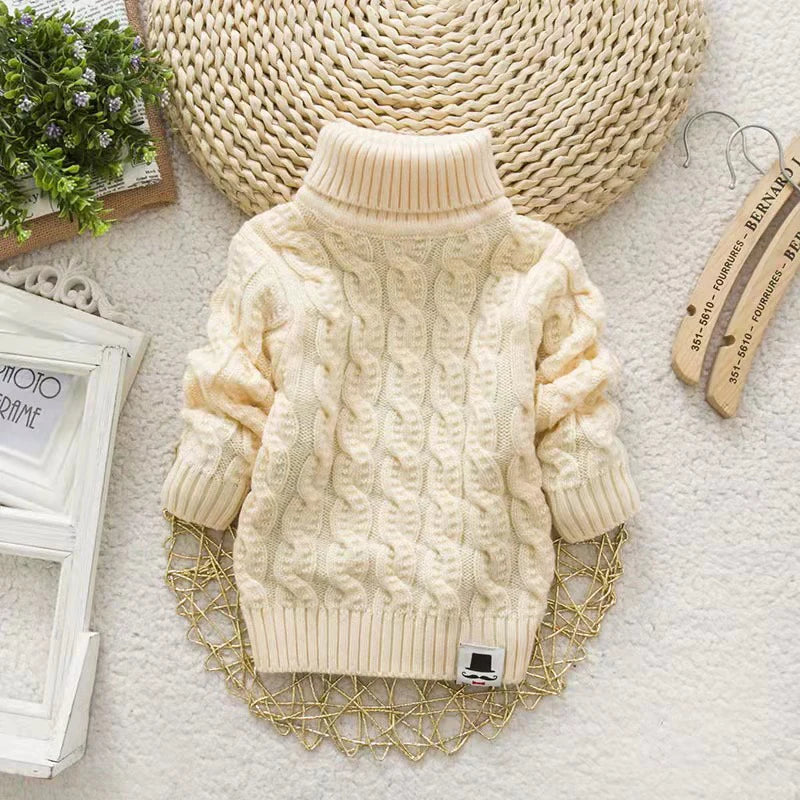 Kids Unisex Turtleneck Cable Knit Pullover Sweater 1-8 Years – A