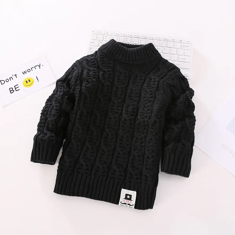 Kids Unisex Turtleneck Cable Knit Pullover Sweater 1-8 Years – G
