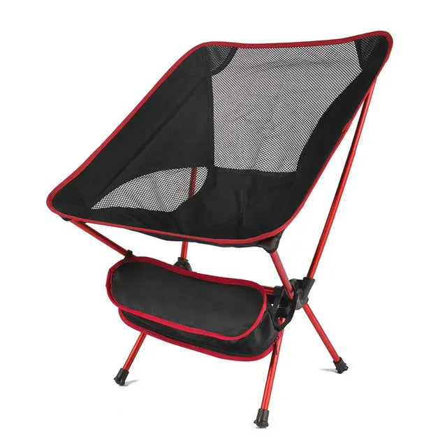 Ultralight Folding Aluminum Camping Chair, 350 lbs Capacity – Red