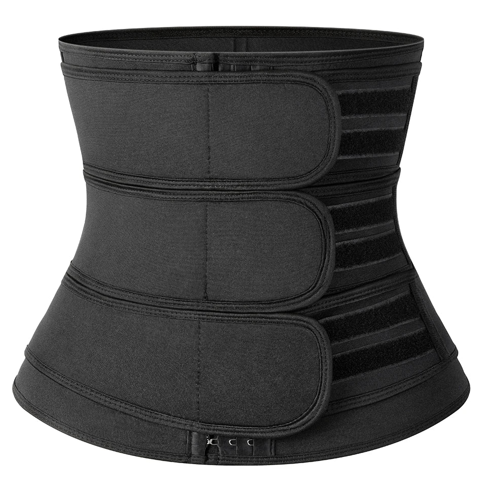 Men's Neoprene Waist Trainer Fitness Belt with 3 Steel Bones, Black – Black