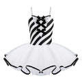 Girls Sleeveless Mesh Tutu Dance Dress with Adjustable Straps – Black