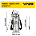 Stainless Steel Hand Pump Sprayer - 4L to 12L Adjustable Garden Atomizer – 8L 2Gal