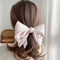 Satin Bowknot Barrette - Large Multi-Layer Hair Clip – Korean pink