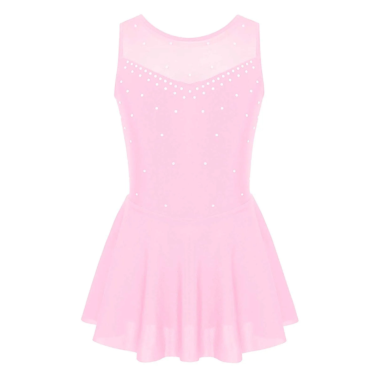Girls Sparkly Rhinestone Ballet Gymnastics and Figure Skating Dress – Pink