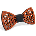 Vintage Wooden Bow Tie - Adjustable Strap Geometric Carved Bamboo – White
