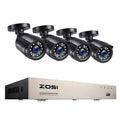 ZOSI 8-Channel 1080P Security Camera System with AI Detection – 8CH DVR x 4 Cameras