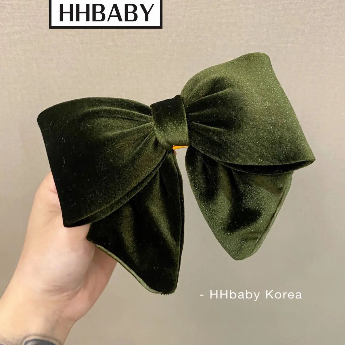 Velvet Bowknot Hairpin 14 x 11 cm Barrette for Women – Armygreen