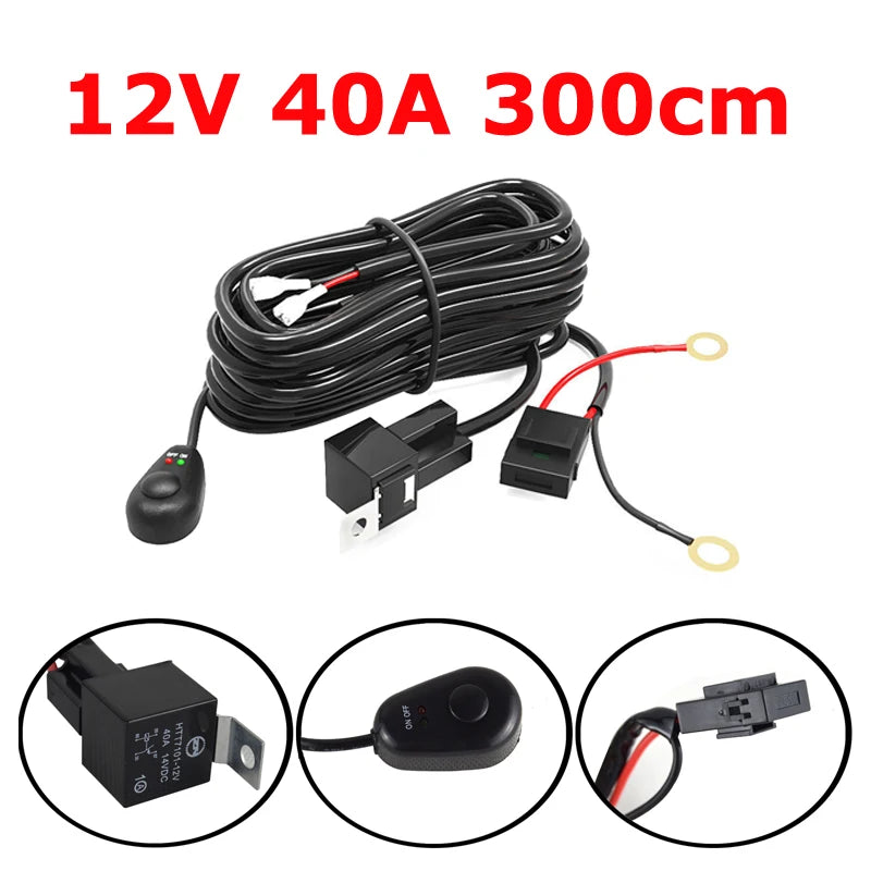 Auxtings Triple Row LED Light Bar, 22–52 Inch Curved or Straight – Only wire kit
