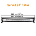 Auxtings Triple Row LED Light Bar, 22–52 Inch Curved or Straight – Curved 32in no wire