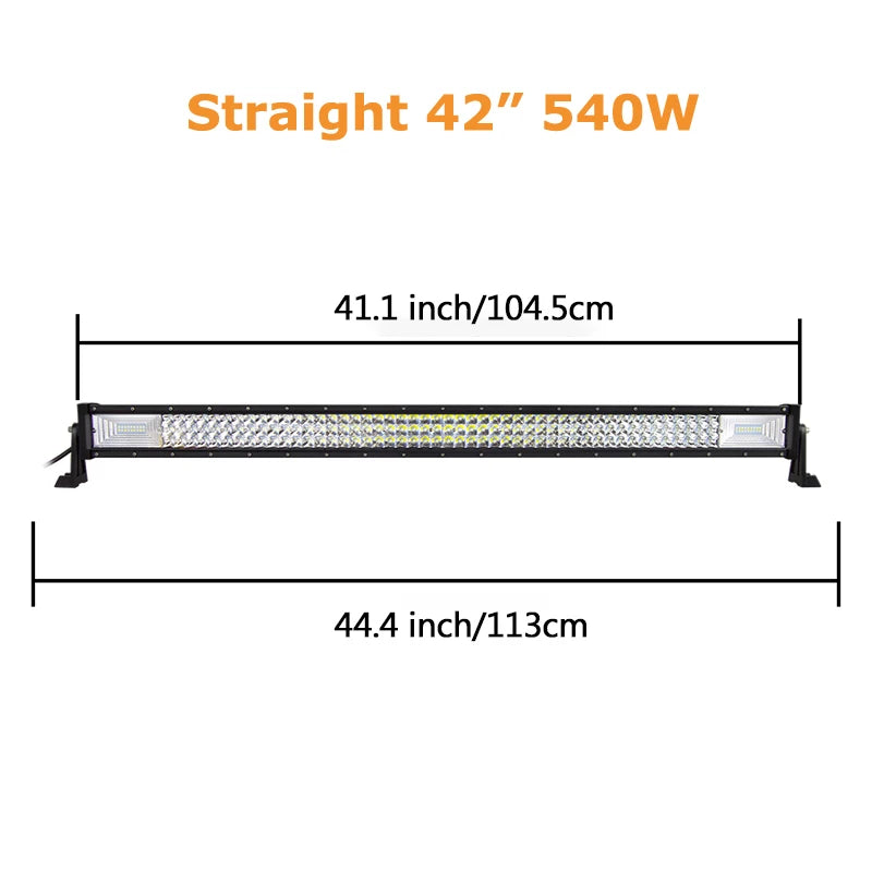 Auxtings Triple Row LED Light Bar, 22–52 Inch Curved or Straight – Straight 42 no wire