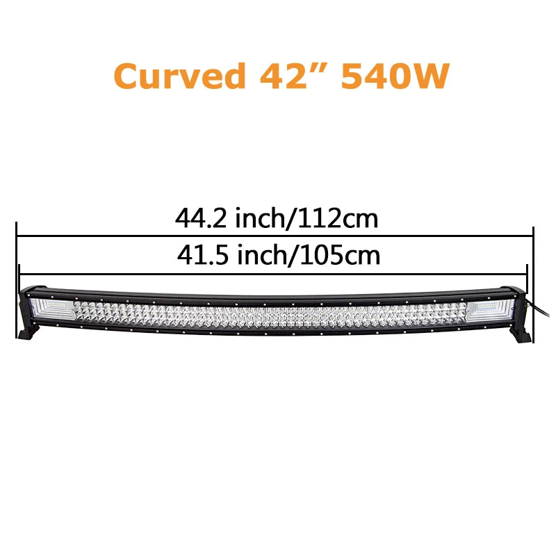 Auxtings Triple Row LED Light Bar, 22–52 Inch Curved or Straight – Curved 42in no wire