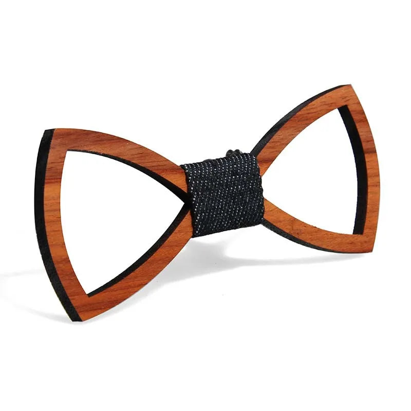 Vintage Wooden Bow Tie - Adjustable Strap Geometric Carved Bamboo – Army Green