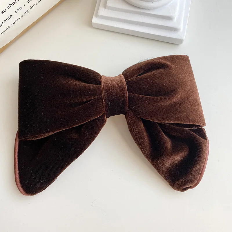 Velvet Bowknot Hairpin 14 x 11 cm Barrette for Women – Coffee