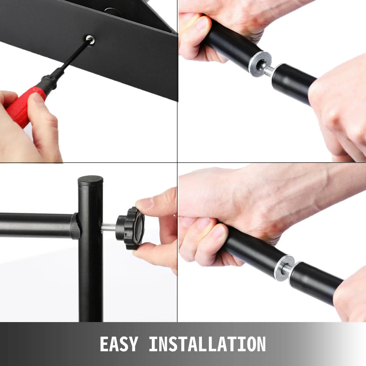 Step by step assembly instructions for a portable banner stand