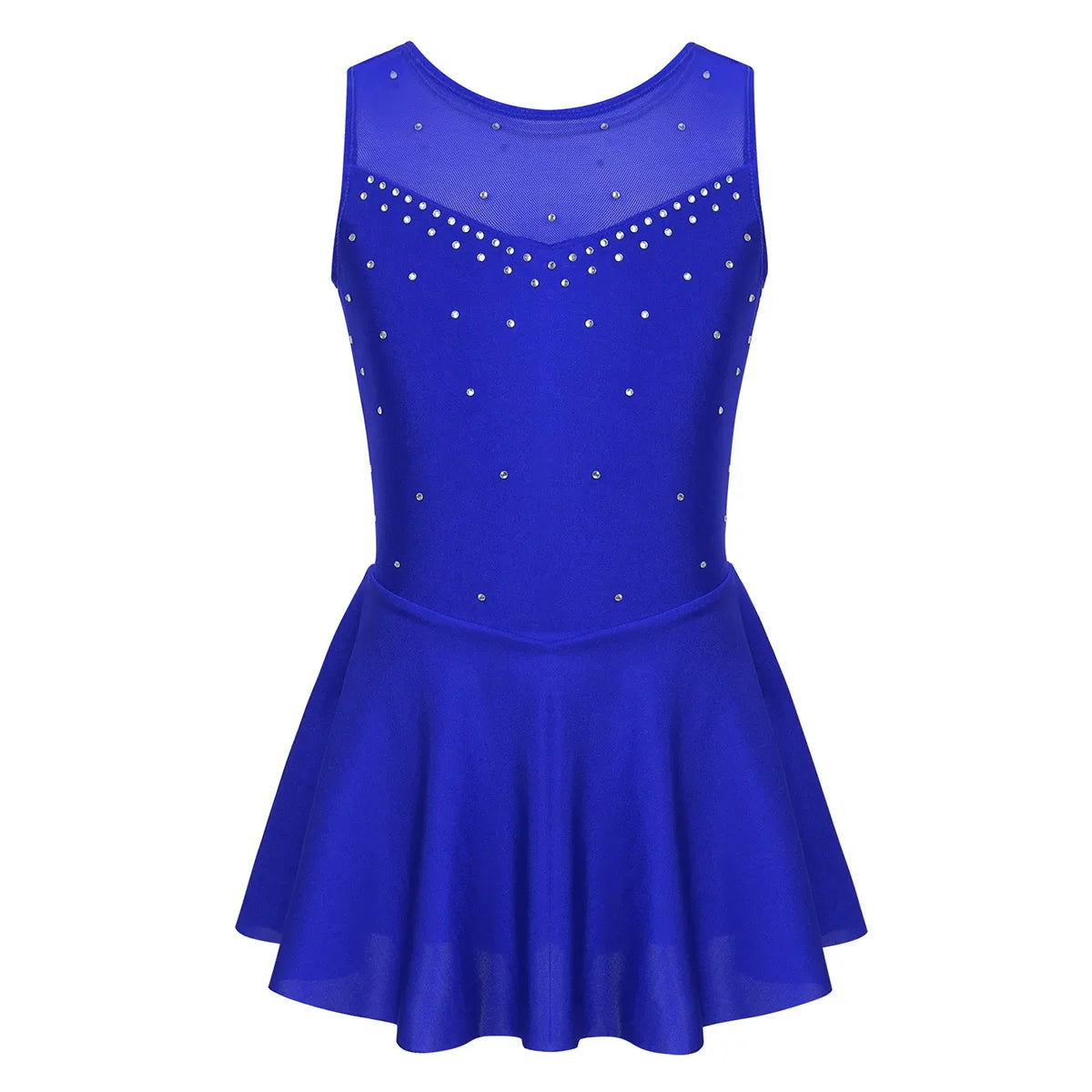 Girls Sparkly Rhinestone Ballet Gymnastics and Figure Skating Dress – Blue