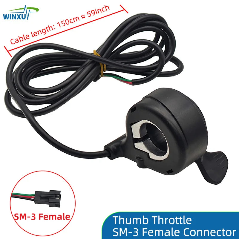 Electric Bicycle Thumb Throttle Speed Regulator, 12V-84V Universal – Throttle -SM3-Female