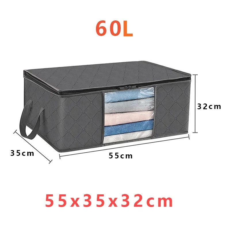 Foldable Non-Woven Fabric Clothes Storage Bag, 35L to 90L Capacity – 1pcs 60L