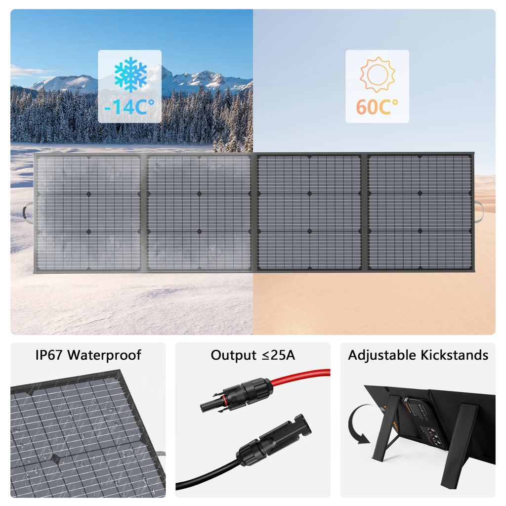 MHPOWOS 220W 40V Portable Solar Panel Waterproof Foldable Solar Panel Power Backup Solar Charger for Power Station RV Camping – view 4