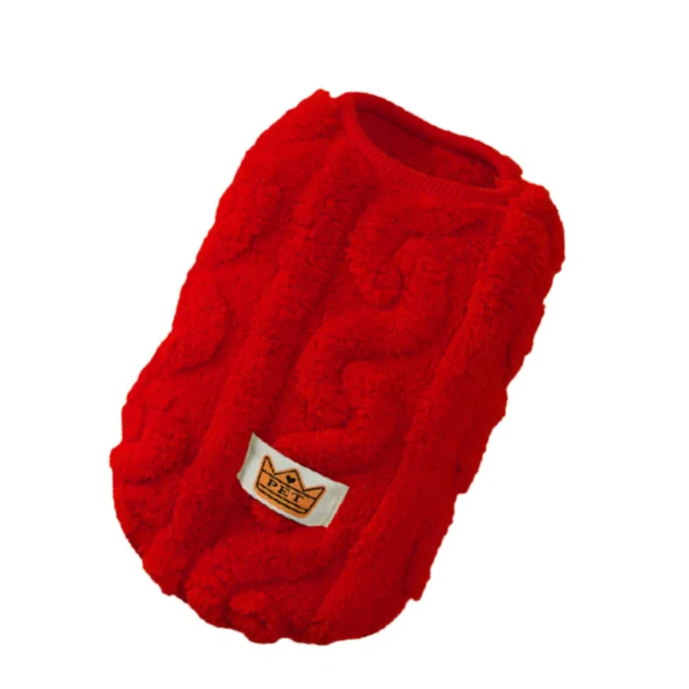 Soft Fleece Sweater for Small Dogs and Cats – Red