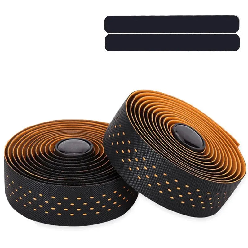 Perforated Road Bike Handlebar Tape, EVA & PU Shock-Absorbing Wrap – Orange