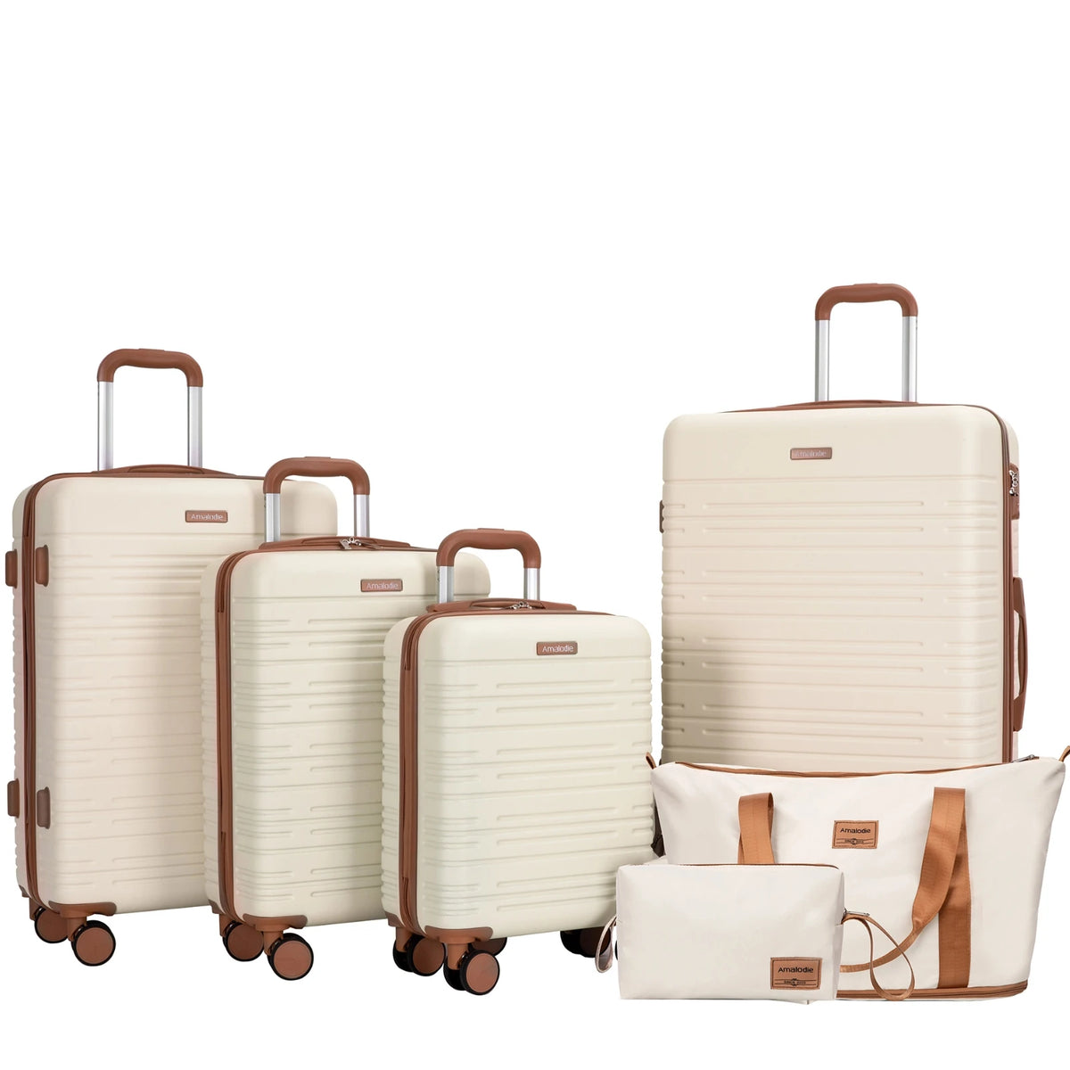 Tripcomp 6-Piece Luggage Set with Spinner Wheels and TSA Lock – White