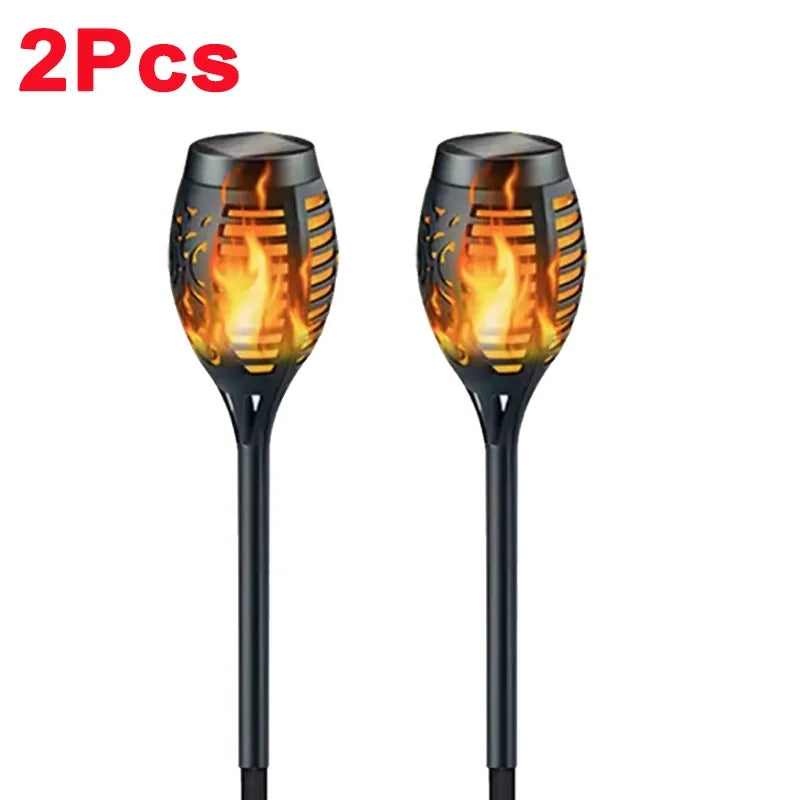 1/2/4/6/8/10Pcs Solar Flame Torch Lights Flickering Light Waterproof Garden Decoration Outdoor Lawn Path Yard Patio Floor – 2Pcs