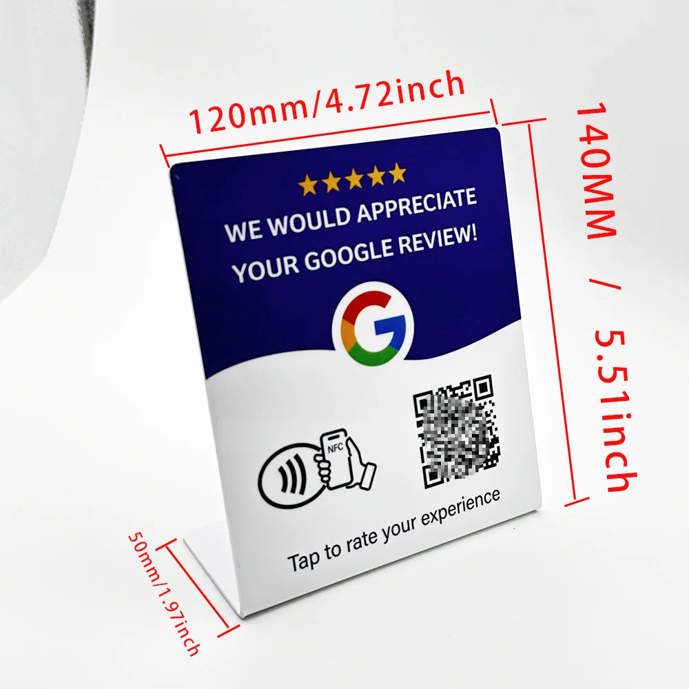 NFC 215 Programmable Google Review Stand and Card for Business – Blue-1pc