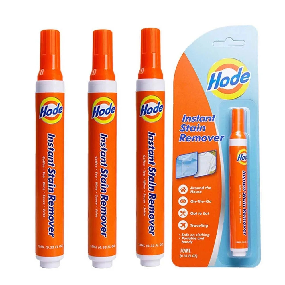 Portable stain remover pen in orange and white packaging