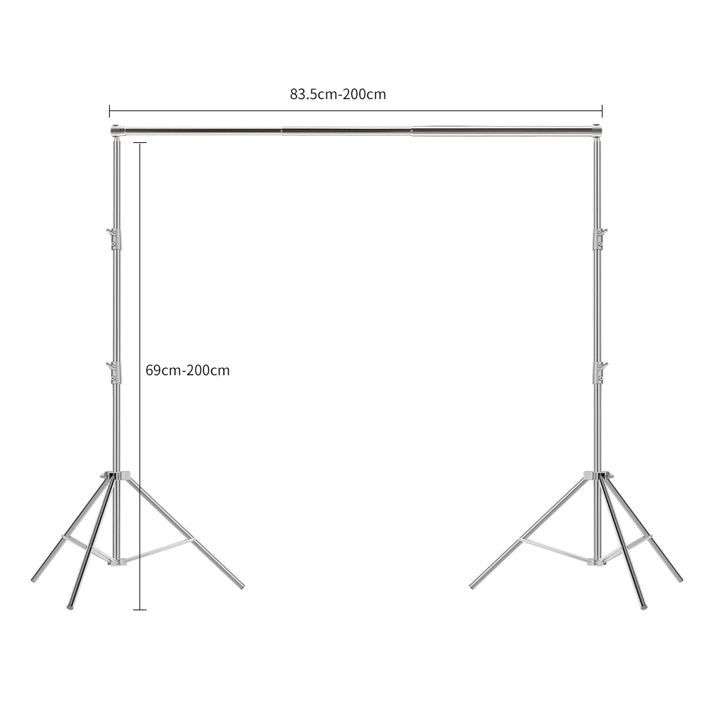Adjustable Photography Background Stand, 2.7x3.4m Support System – Silver 2X2M