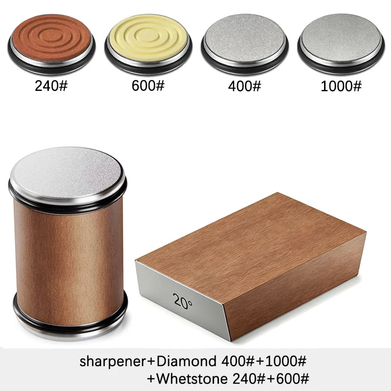 Niiruo Rolling Knife Sharpener with 15° and 20° Magnetic Angle Guide – E Set