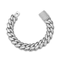 Cuban Miami Link Chain Bracelet for Men, Stainless Steel Punk Rock Style – Silver