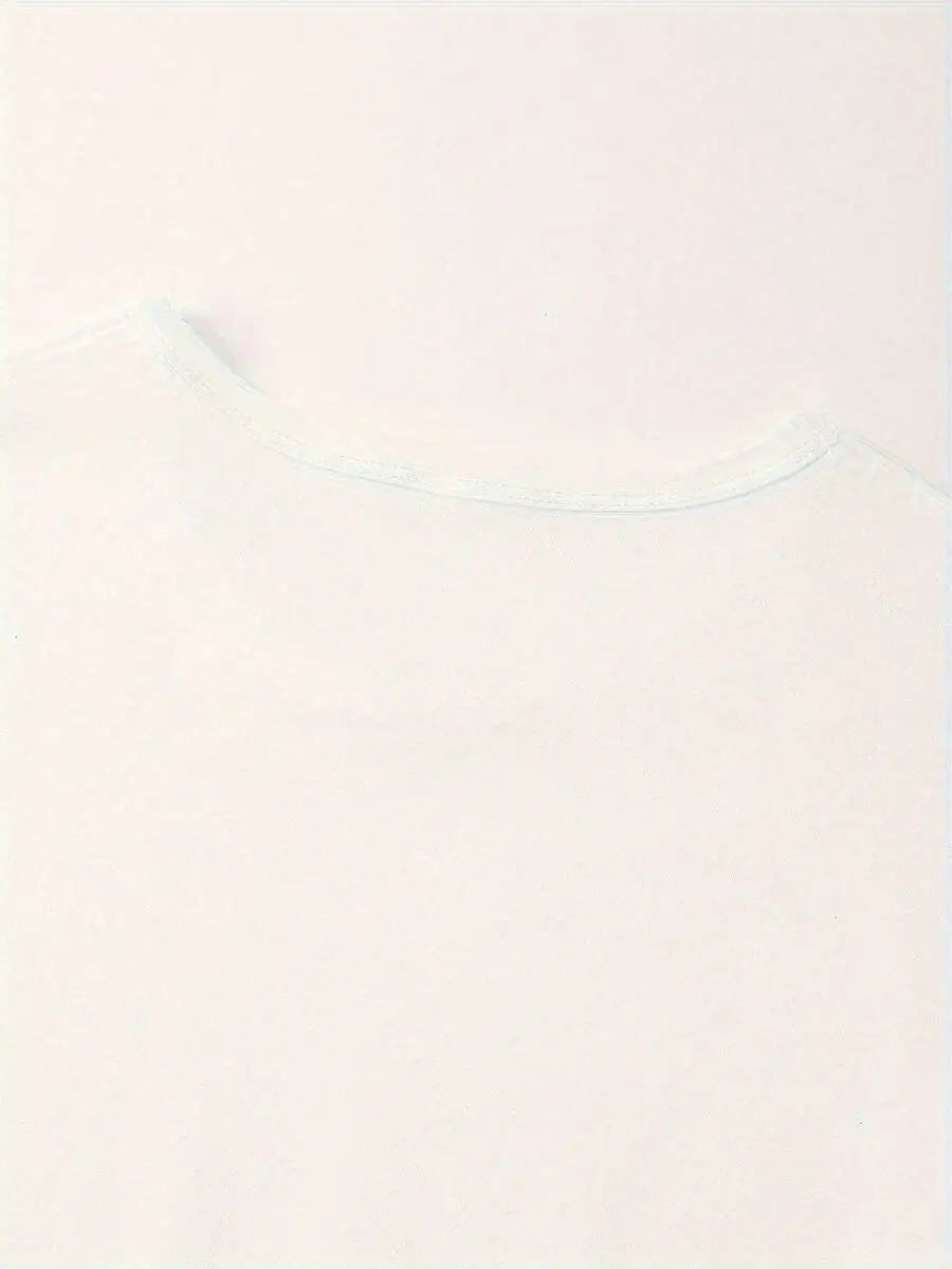 Close-up of the neckline on a plain white t-shirt