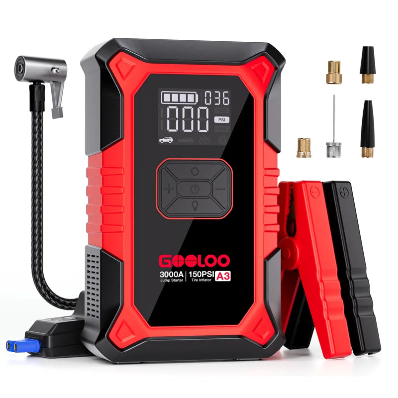 Gooloo A3 3000A Jump Starter with 150PSI Air Compressor – A3