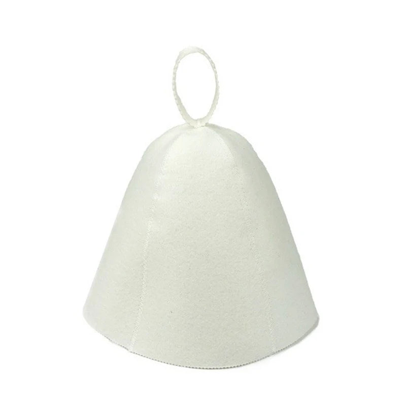 Thick Wool Felt Sauna Hat and Hair Turban, 27.6 inch Diameter – White