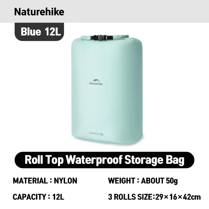 Naturehike Rolled Waterproof Storage Bag - Lightweight Compression Organizer – Blue 12L New