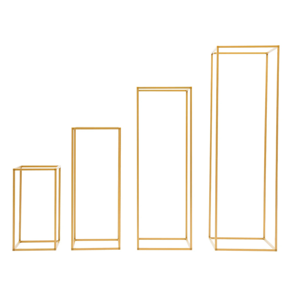 4Pcs Wedding Flower Stand Set, Gold Metal Geometric Column Racks – Gold