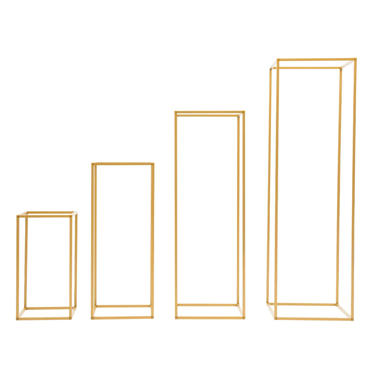 4Pcs Wedding Flower Stand Set, Gold Metal Geometric Column Racks – Gold