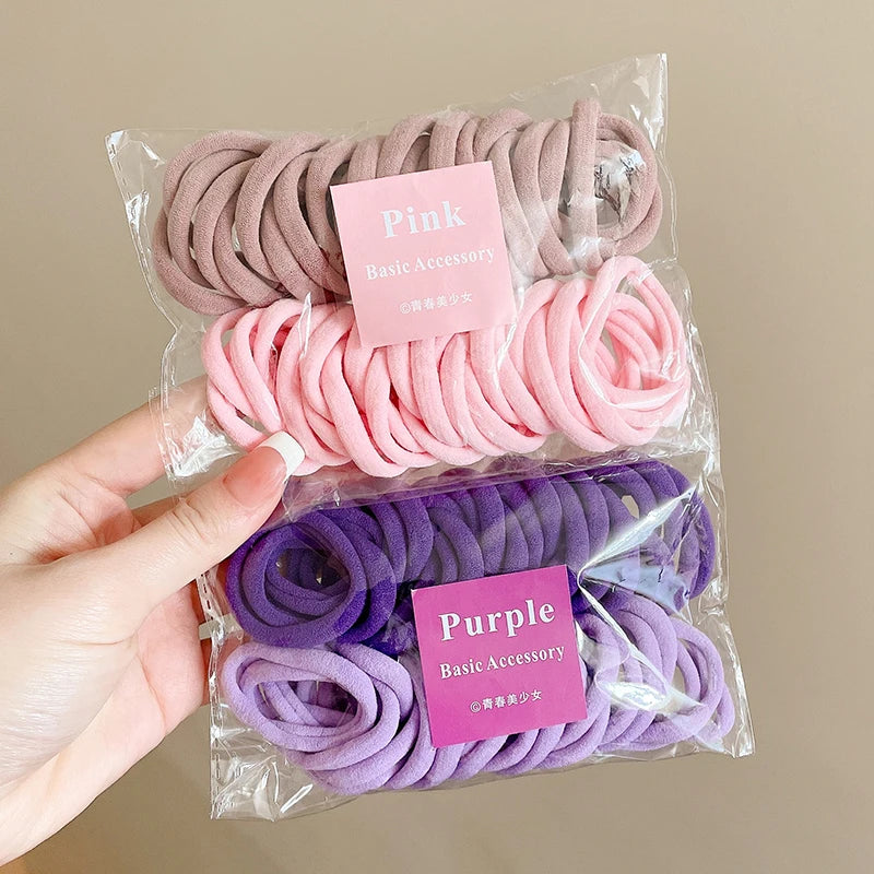 50PCS Seamless Elastic Hair Bands, Cotton Ponytail Holders for Women – CF