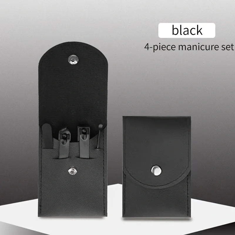 Nail Clipper Set with Carbon and Stainless Steel Manicure Tools – Black 4-piece set