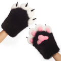 Furry Cat Paw Gloves with Claws for Cosplay and Costume Accessories – Black